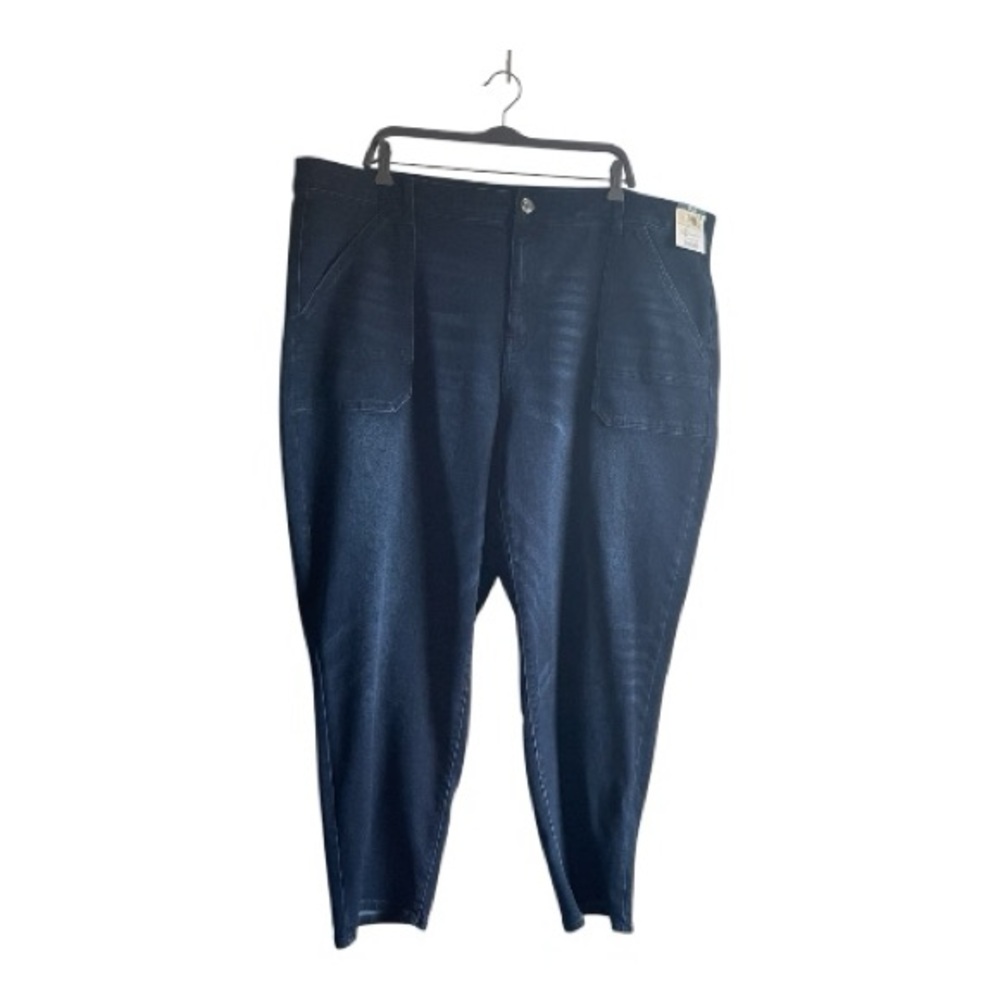 Terra & Sky Women's Size 26W Dark Blue Straight Leg Cargo Jeans